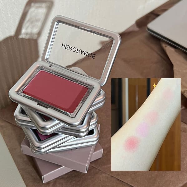 Kinnrødme Matt Blusher Bakt Presset Pudder Base Sminke Roug A4