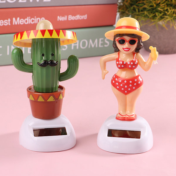 1Pc Cactus Auto-svingende Solar Bil Interiør Ornamenter Dans B