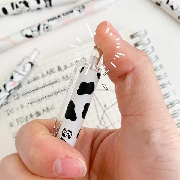 6 st e Cow infällbara gelpennor 0,5 mm smidig skrift tecknad Mi A10
