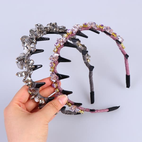 Hårbøyle med krystallrhinsteiner, sklisikkert pannebånd for kvinner A5
