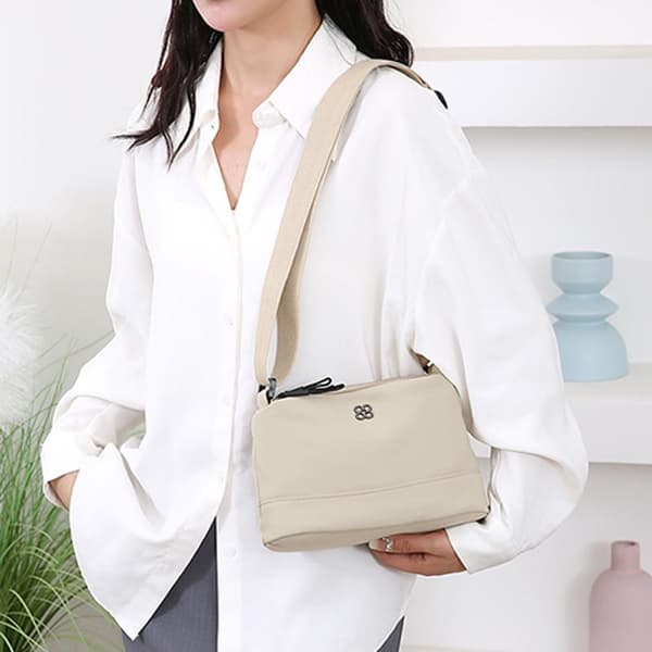 Myk Nylon Stoff Dame Skulderveske Flere Lommer Uformell Stil Khaki