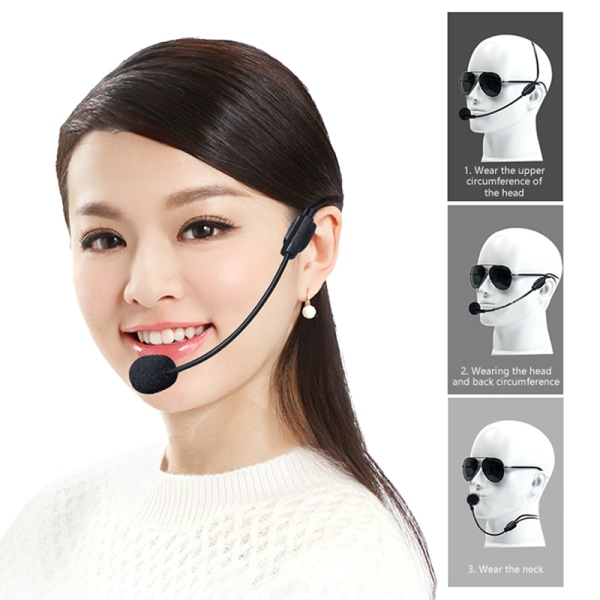 3,5 MM tråd med hodebåren kablet mikrofon Headset stemmeforsterker