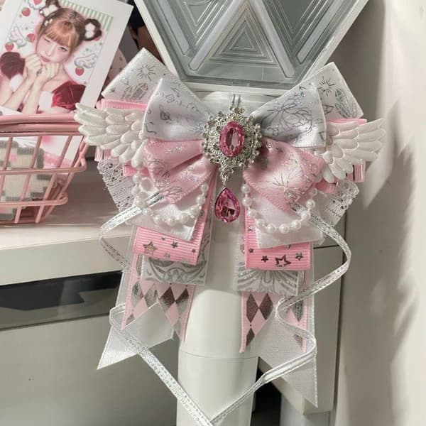 3D Vinge Rhinestone Rosettprydnad Glänsande Band Rosettdekor DIY Hand Pink
