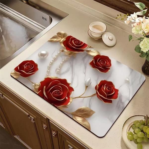 Värikäs valkoinen kukkakuivatusmatto A2