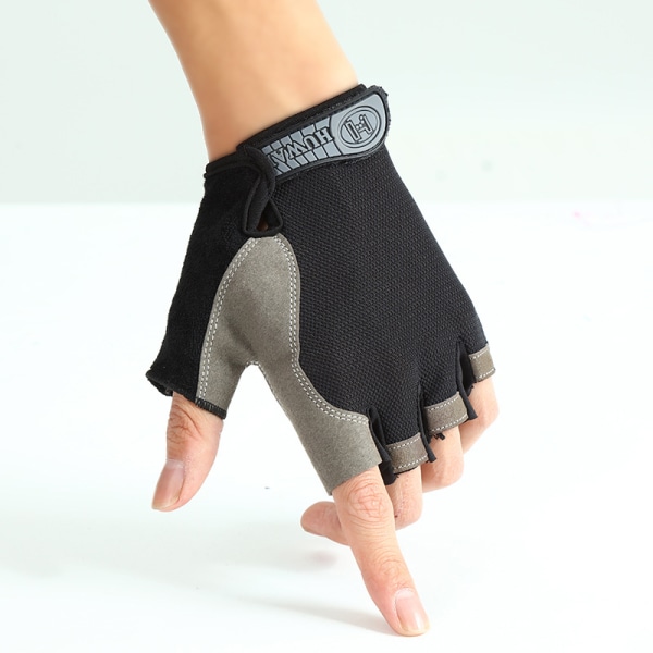 Half Finger Glove Gym Fitness Anti-Slip Gel Pad Handsker garanterer L