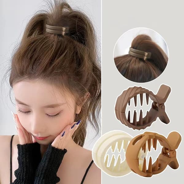 1 kpl High Ponytail Kiinteä Claw Clip Pyöreä Hiusneula Naaras Selkä Hea Light brown