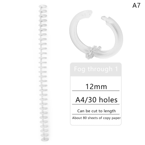 30 hål plastspiralringar för brevpapper för A4-papper A7