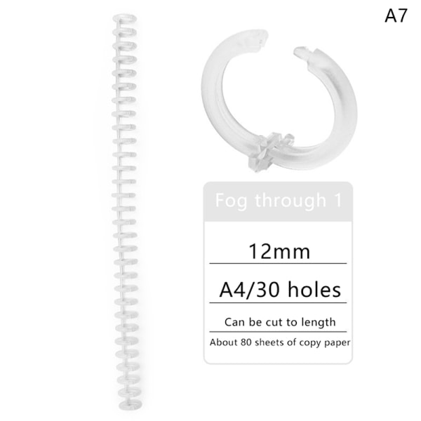 30 hull plastspiralringer for A4-papirnotebook-skrivesaker A7
