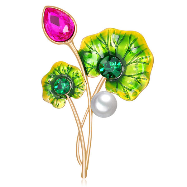 Vintage Flower Brosje Pins Mote Enkel Painted Lotus Leaf Br onesize