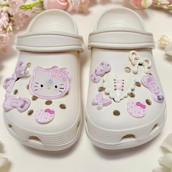 10 st kristall Hello Kitty rosett skoberlocker set e tecknad plast