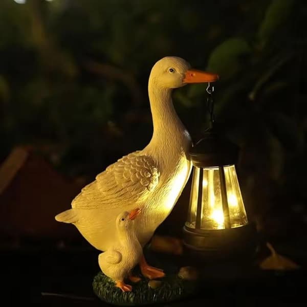 Solcelleandskulptur i harpiks Supersterkt varmt lys Solcellelampe G White