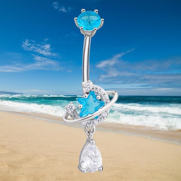 Krystall Dingle Navlepiercing Ringer Rustfritt Stål Zirkon Univer D