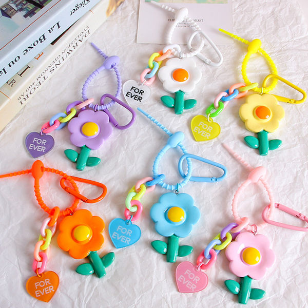 Candy Color Nøkkelringer For Bag Kvinner Søt Flower Pendant Car Ke A19