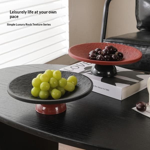 Minimalistisk teksturert fruktfat med pidestall, stabil base, elegant design A2
