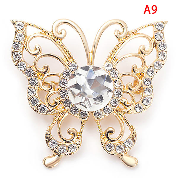 Alloy Rhinestone Butterfly Brosch Fashion All-match Scarf Buckl A9