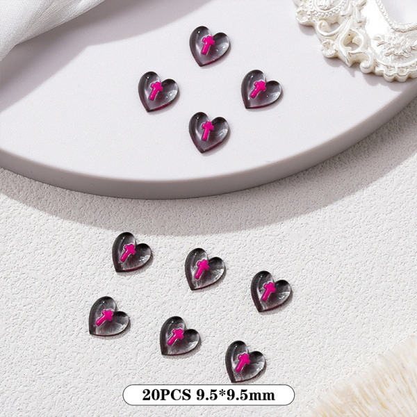 20st Resin Clear Peach Heart Nail Accessories Cross Flat Back Purple