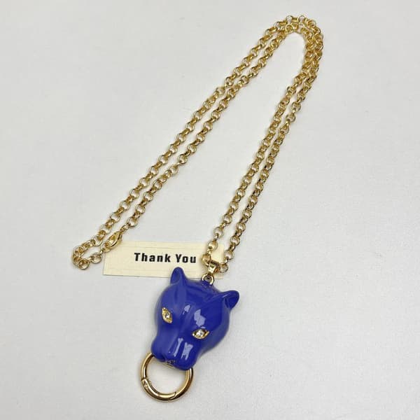 Överdriven Retro Emalj Leopard Hänge Halsband Lång Pärlad C A6