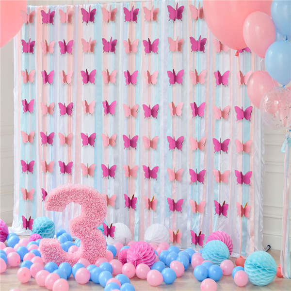 3M 30 STK sommerfuglepapir guirlander banner hængende til bryllup Bi Pink