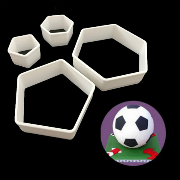 Unikke 4 stk. Sugarcraft Fodbold Fondant Form Cookie ter Kage D