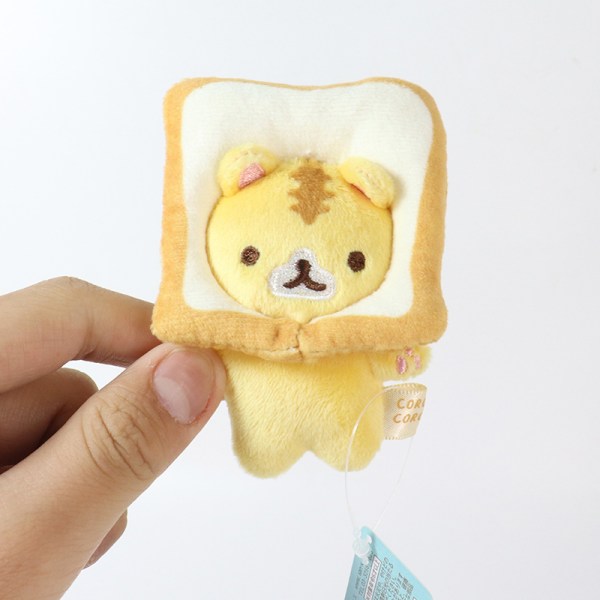 Populær e Nøkkelring Yellow Bread Cat Toast Plysj Anheng nøkkelring 8cm
