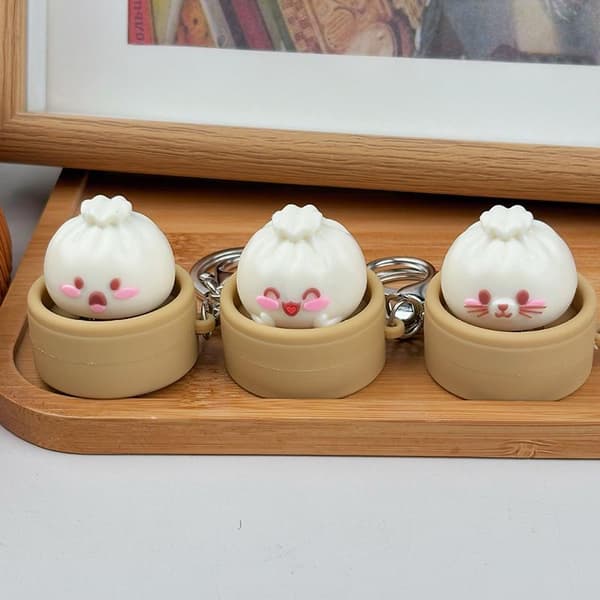 e Ångad Bulle Nyckelring Realistisk Dimsum Design Mjuk Långsam Återhämtning