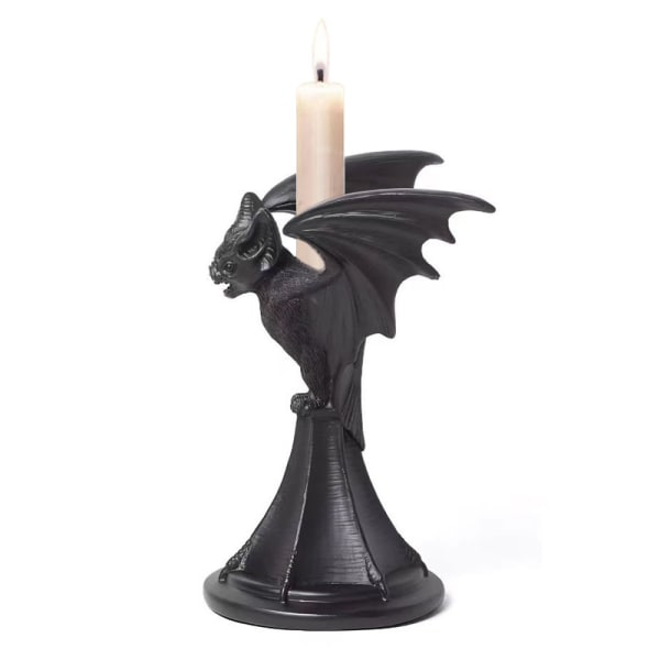 Gotisk ljushållare Vintage Cat Wolf Bat Statue Halloween Cand A1
