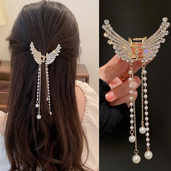 Ny Crystal Butterfly Pearl Tassel Hairpin n Simple Side Clip L C
