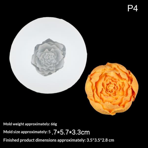 3D Roseblomst Silikon Stearinlysform Håndlaget Såpeproduksjon Epoxy 5