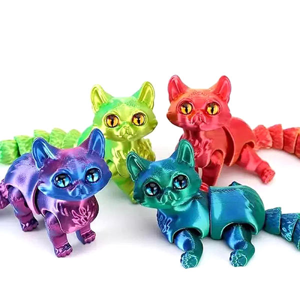 12 cm leddelt 3D-printet kat e dyr legetøj indretning til Red blue