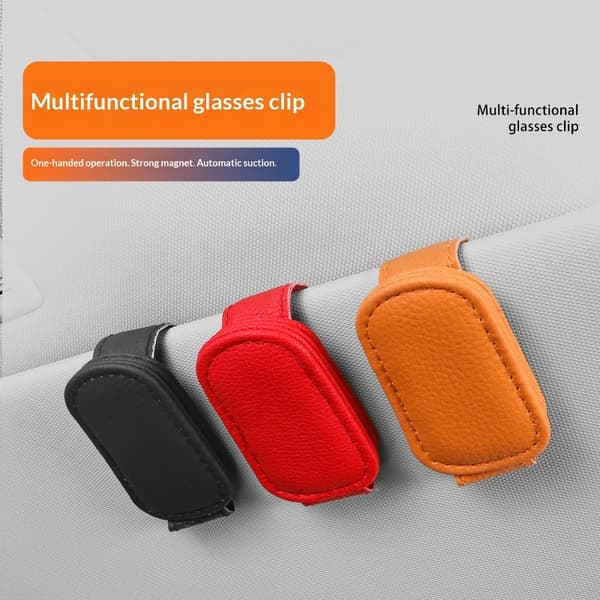 Multifunksjonell bil solskjerm brilleklemme i skinn A3