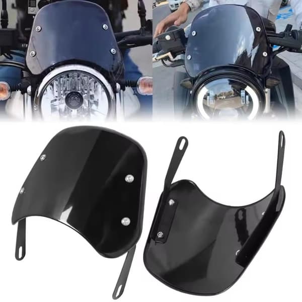 Motorcykel Universal Sort Forrude Vindafviser Vindskærm Black