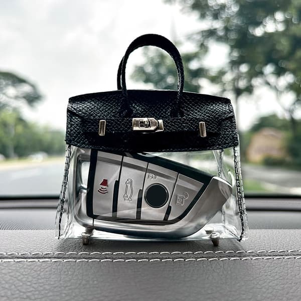 Mode Kvinnor Mini Kosmetisk Väska Bilnyckel Pack Pendel Transparant Black