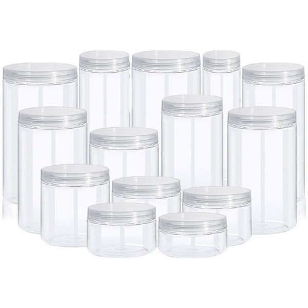 1 st transparent PET-plastförvaringsflaskor förseglad burk 19