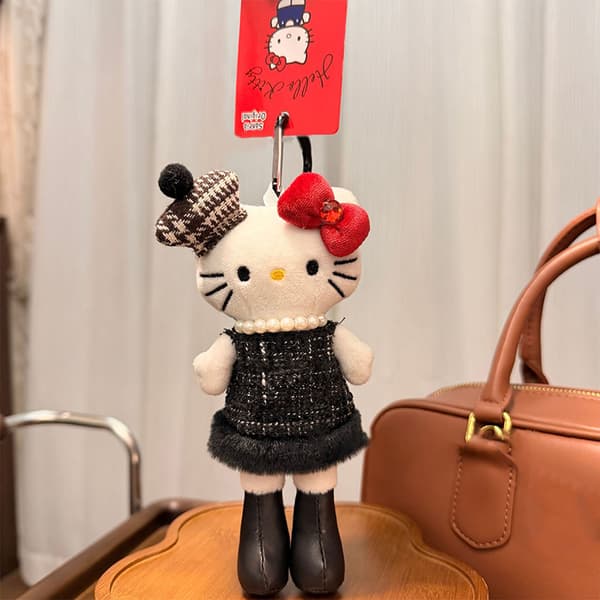 Sød langbenet Hello Kitty Plysdukke Legetøj Nøgleringe Rygsæk Dec A3