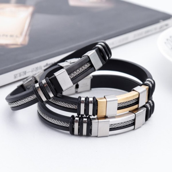 Man Armband Rostfritt Stål Casual Justerbart Armband För mig black