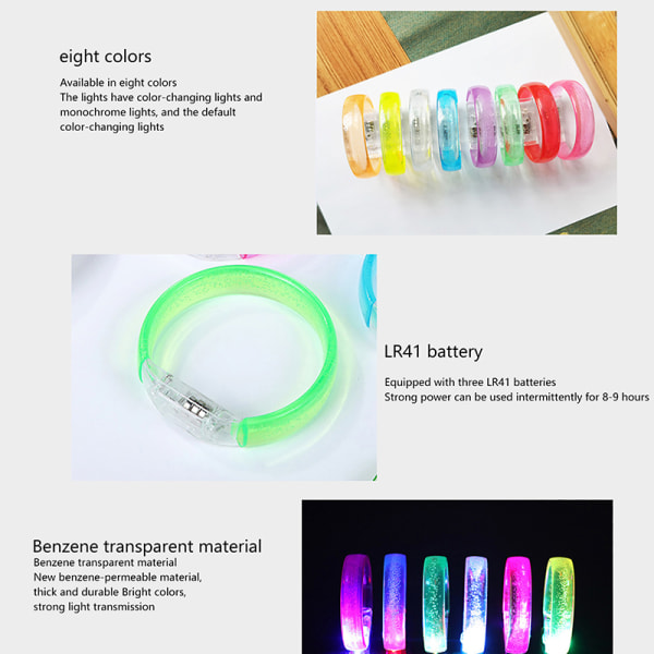 LED glödande armband 7 färg ljus bubbla blixt armband Runni F