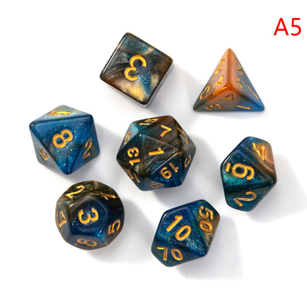 7st Set Bärbara leksaker för barn Polyhedral D4 D6 D8 D1 A5