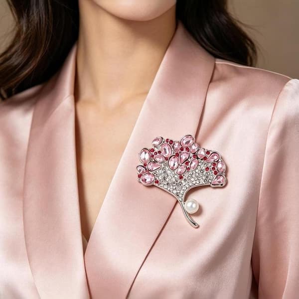 Luksus Ginkgo Blad Brocher Til Kvinder Unisex Rhinestone s Blomst A1