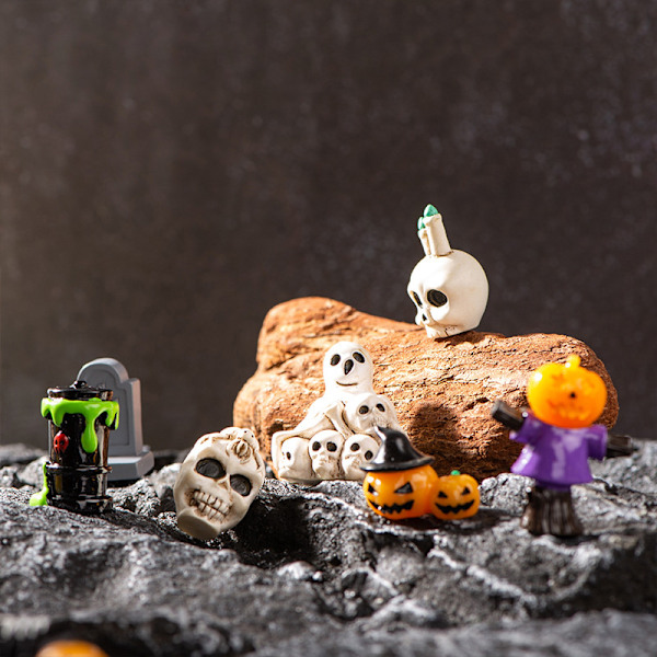 Mikro landskap Halloween dekorasjon tilbehør gresskar harpiks A19