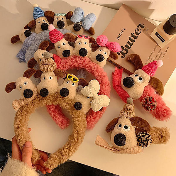 Pehmo Dog Doll HairBand Naisten Talvi e Sarjakuva Face Wash Hairb Pink