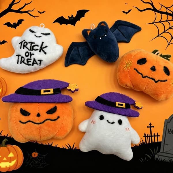 Halloween Plys Nøglering Til Kvinder Græskar Spøgelse Flagermus Heksehat D