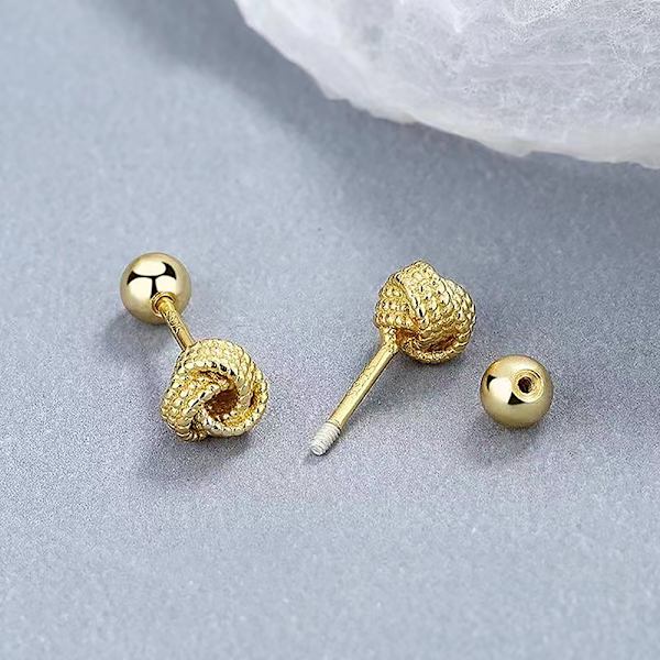 Mode omgivande Knot Stud örhängen för kvinnor Skruva Ball Ear A3