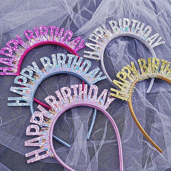 Glitter HAPPY BIRTHDAY Paljettipäänauha syntymäpäivän koristelu Birt Gold