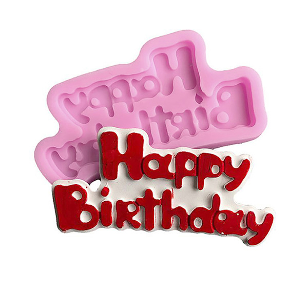 Happy Birthday Form Silikonemold Sukkerkunst & Chokoladeform