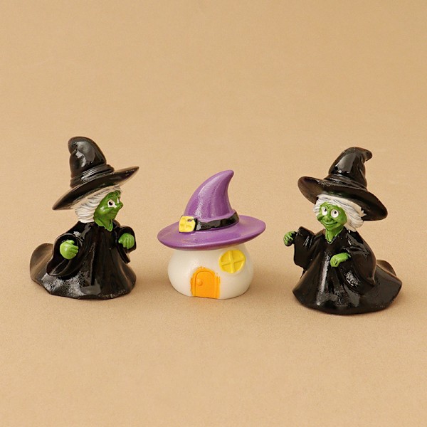 Halloween Gresskar Spøkelse Skjelett Flaggermus Heks Figurer Mini Resin A5