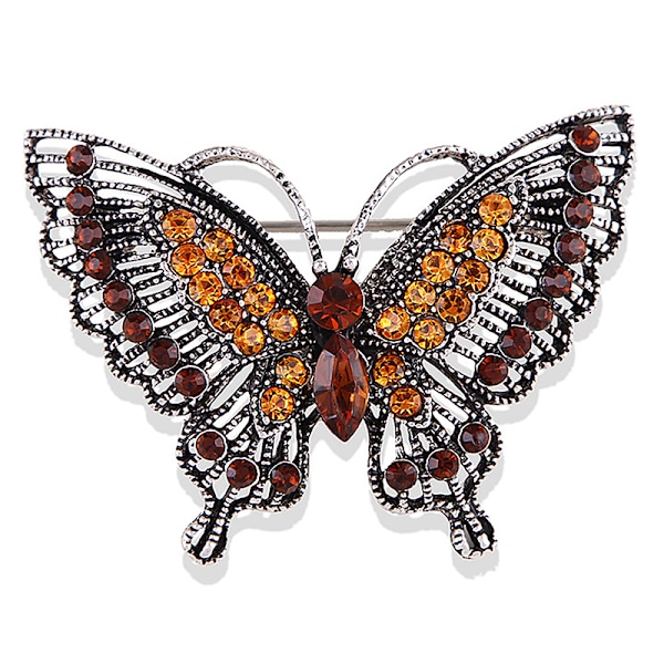 Vintage Crystal Butterfly -rintakorut naisten takkikorujuhliin Dark gray