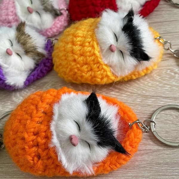 Simulering Mini Kat Nøglering e Plys Katte Med Lyd Børn B C