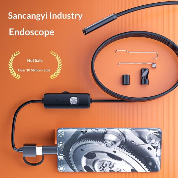 3-i-1 USB-endoskop til OTG Android-telefon 5,5 mm boreskopinspektion 100cm