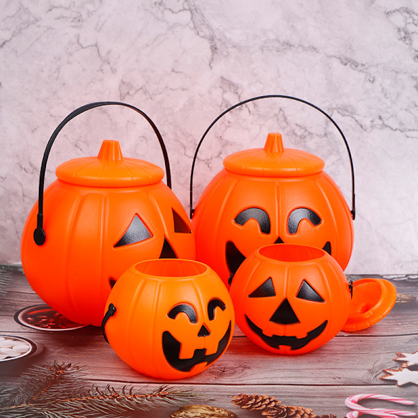 Halloween Julefest Dekorationer Plast Græskar Spand Slik Boks D