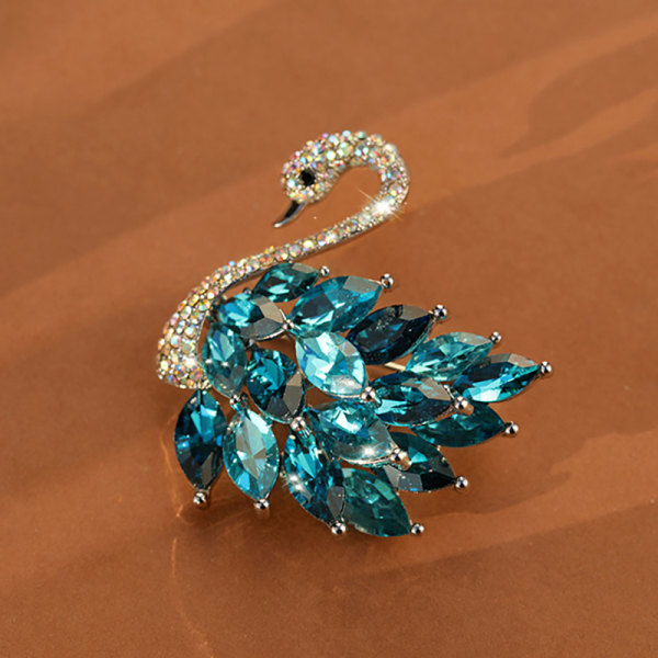 1 Stk Rhinestone Swan Brooches Blue Gradient Swan Brosje Elegant